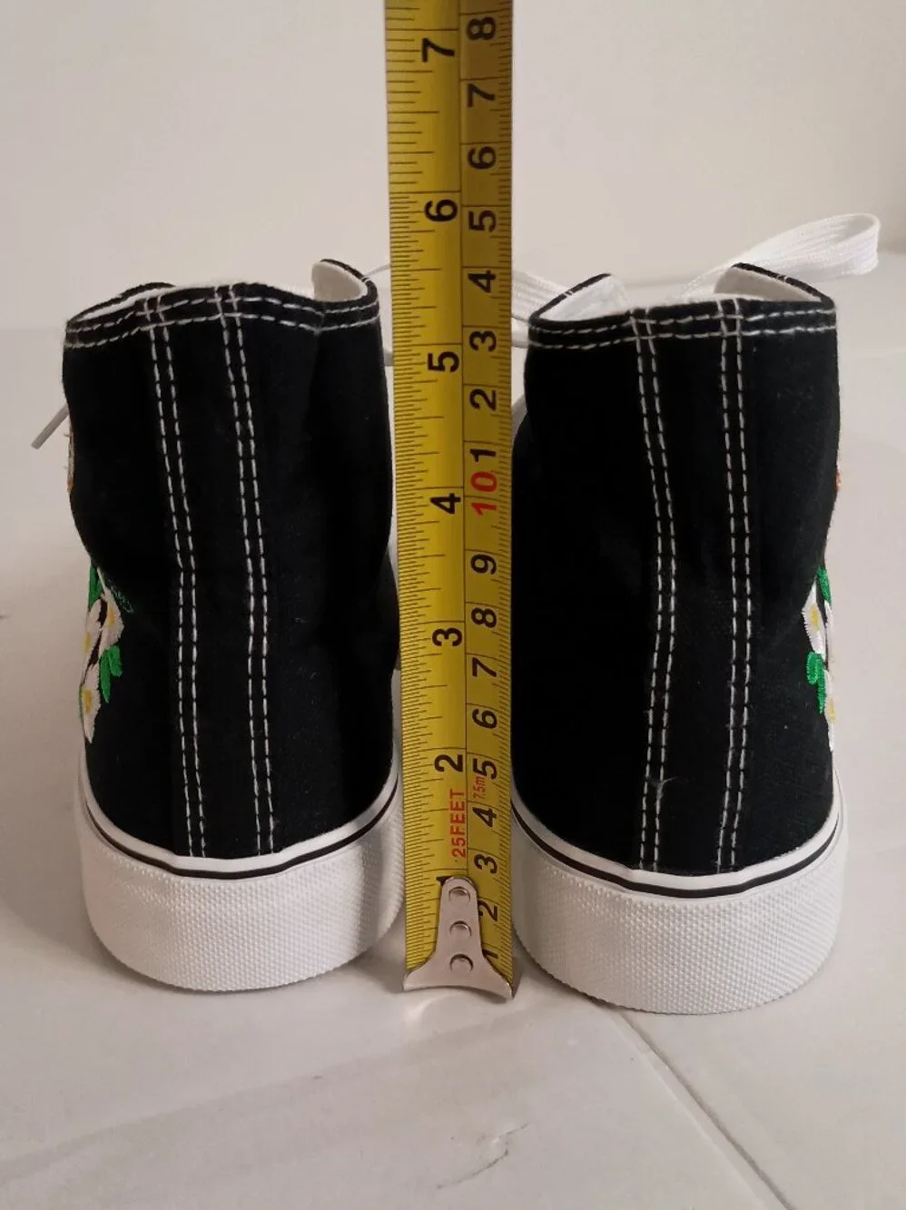 Black Embroidered Floral High Top Sneakers Women’s Size 8 NWOT - Picture 8 of 13